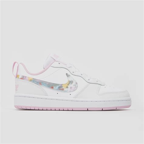 nike court borough low 2 sneakers wit/roze kinderen